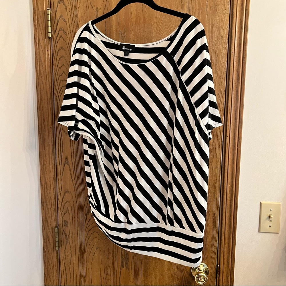AB Studio Black & White striped top - 3X